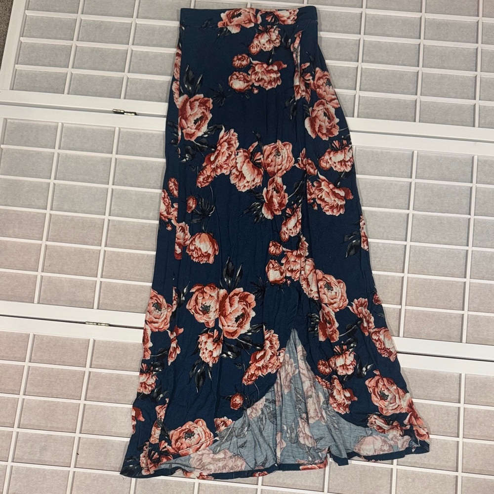 Charlotte Russe Navy Floral Maxi Skirt
